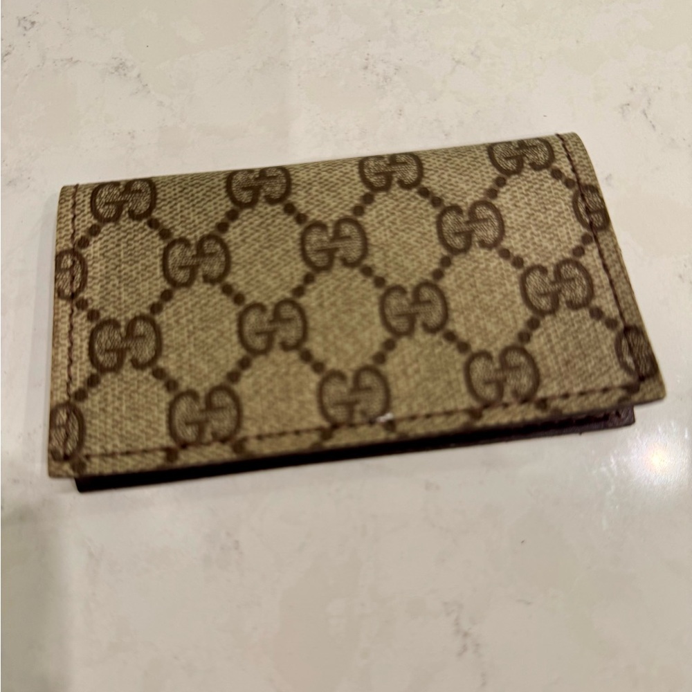 Vintage Boho Gucci Beige and Brown Cardholder